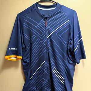 Santic Cycling Jersey Men’s 2XL Full Zip Blue Bike Shirt 3 Pockets